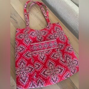 Vera Bradley Frankly Scarlet Retired Vibrant Red Patterned Tote Bag